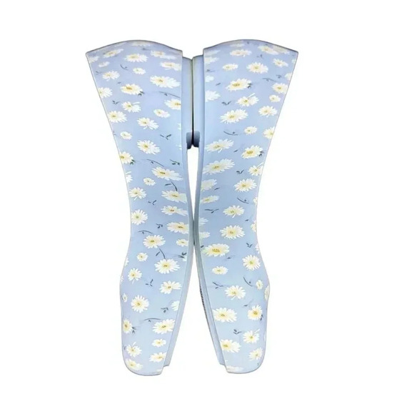 Melissa Floral Ballet Flats Sandals Shoes Size 6 Blue Daisies Pull On Round Toe - Picture 6 of 8